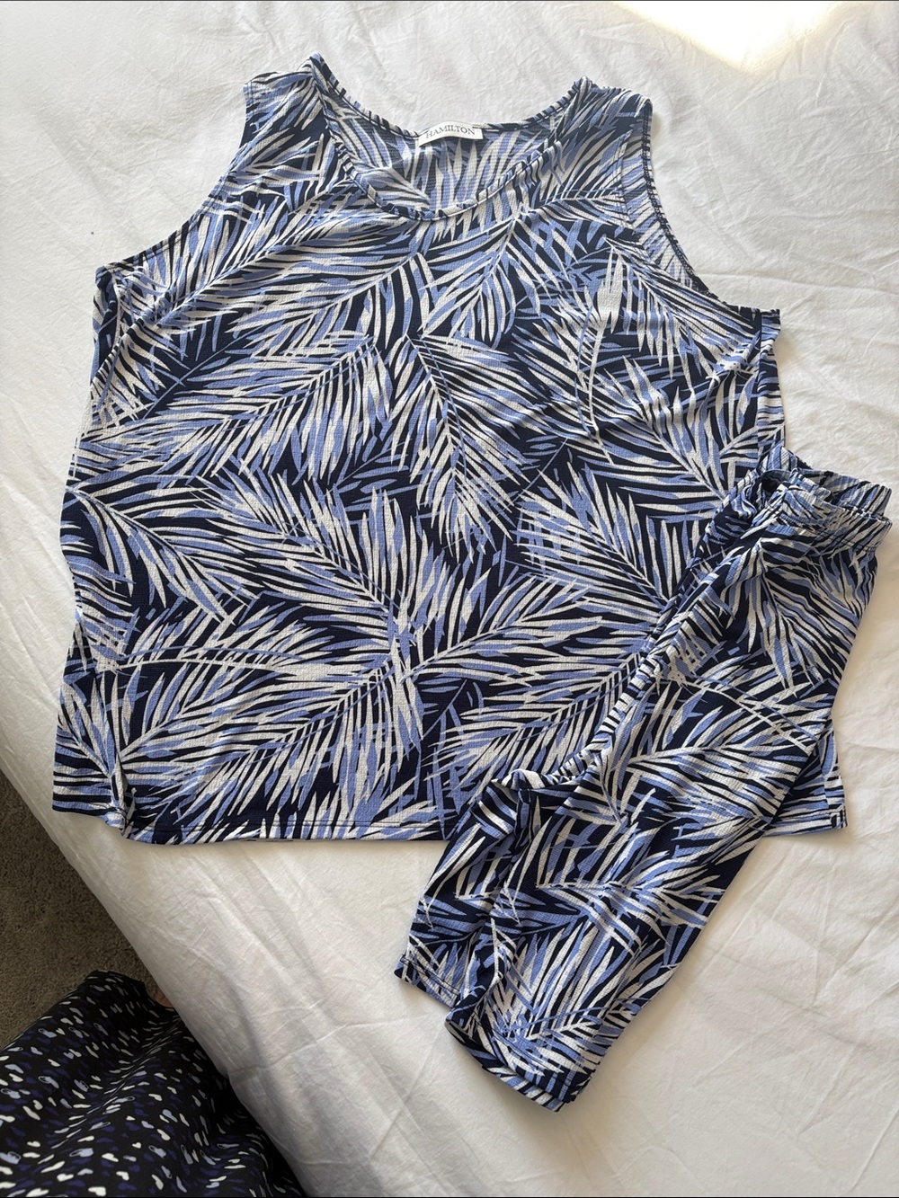 Talbots Blue and White Palm-Print Sleeveless Tank!  Sleepwear